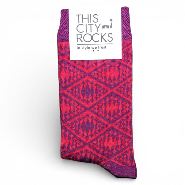 Berlin Design Socken Fernsehturm - lila/rot