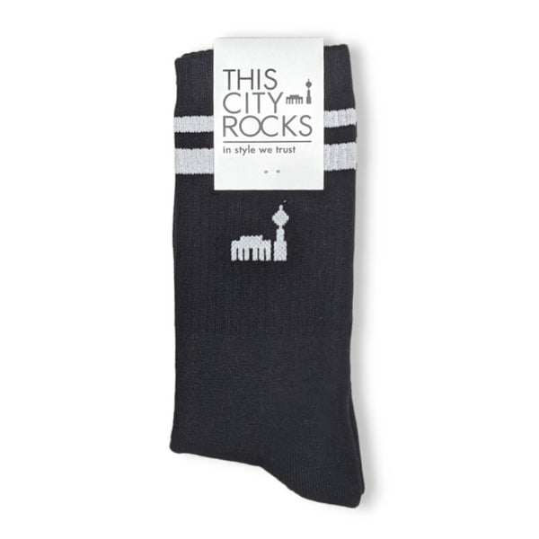 Berlin Sportsocken THIS CITY ROCKS - schwarz/weiß
