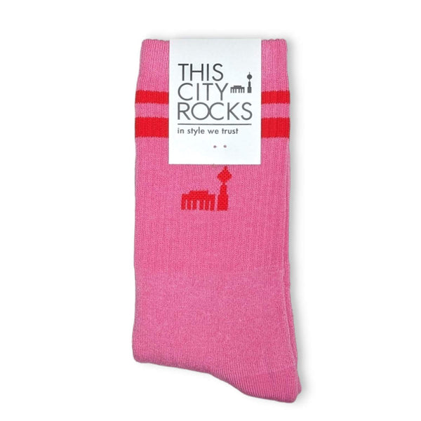 Berlin Sportsocken THIS CITY ROCKS - rot/pink