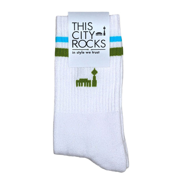 Berlin Sportsocken THIS CITY ROCKS - weiß/grün/blau