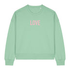 Sweatshirt Love Berlin mit Samtdruck jade/rosa
