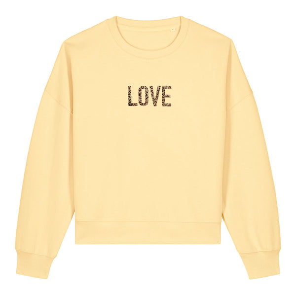 Sweatshirt Love Berlin gelb mit Leoprint