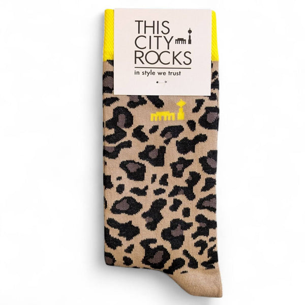 Berlinsocke mit Leopardmuster - gelb