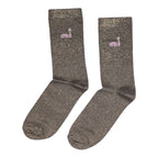 Ein Paar Berlin Glitzersocken in braun/rosé mit Brandenburger Tor und Fernsehturm