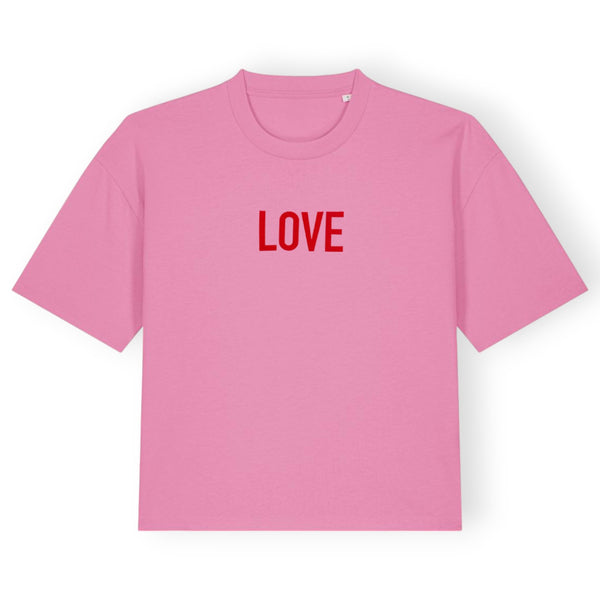 Boxy T-Shirt Love BRLN - pink/rot