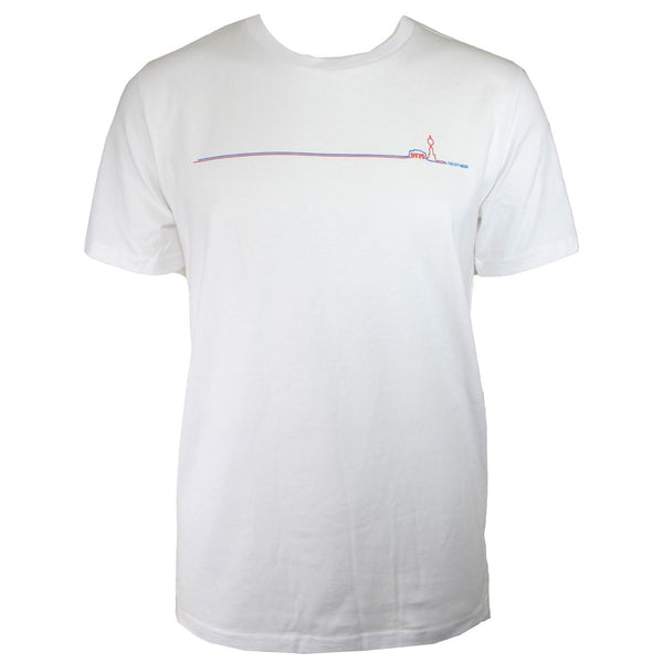 Berlin Design T-Shirt Fernsehturm / Brandenburger Tor - Linie - weiß