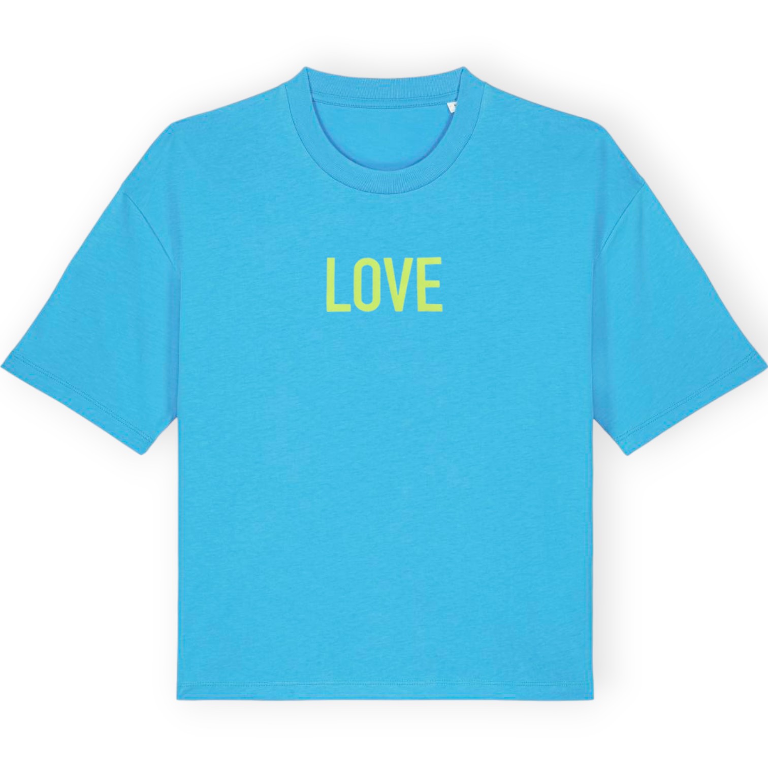Boxy T-Shirt Love BRLN blau/gelb