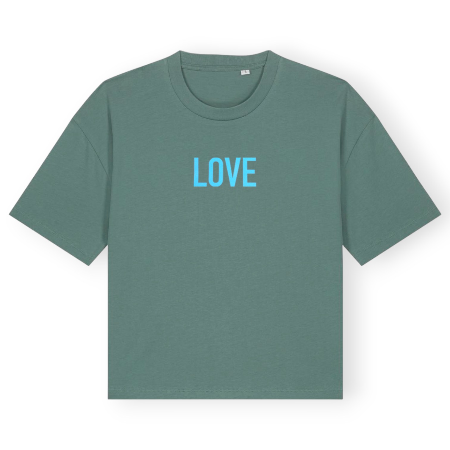 Boxy T-Shirt Love BRLN grün/blau