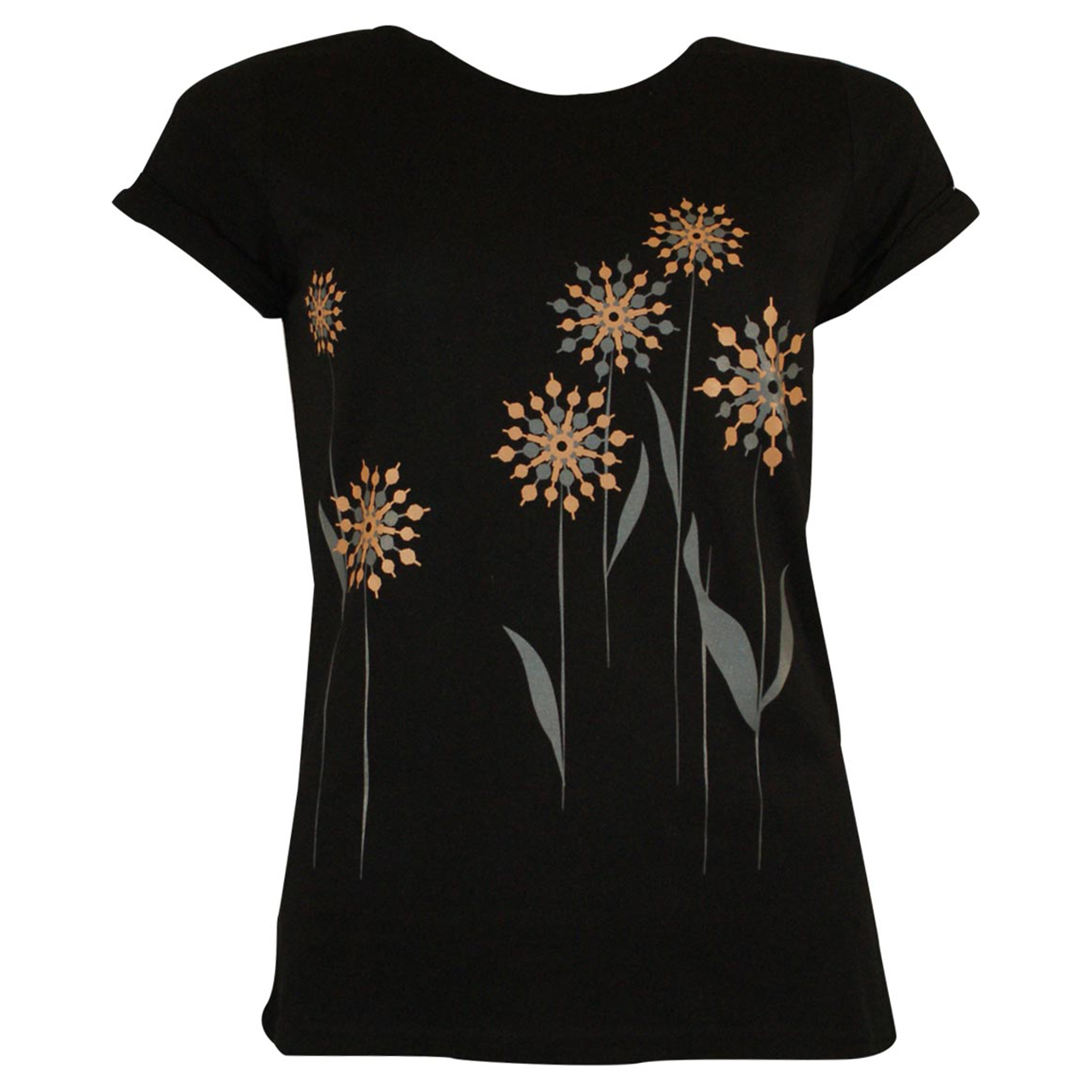 T-Shirt Blumen schwarz