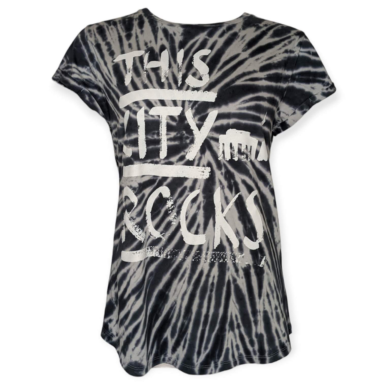Tie Dye T-Shirt girls mit Schriftzug "This City Rocks" 