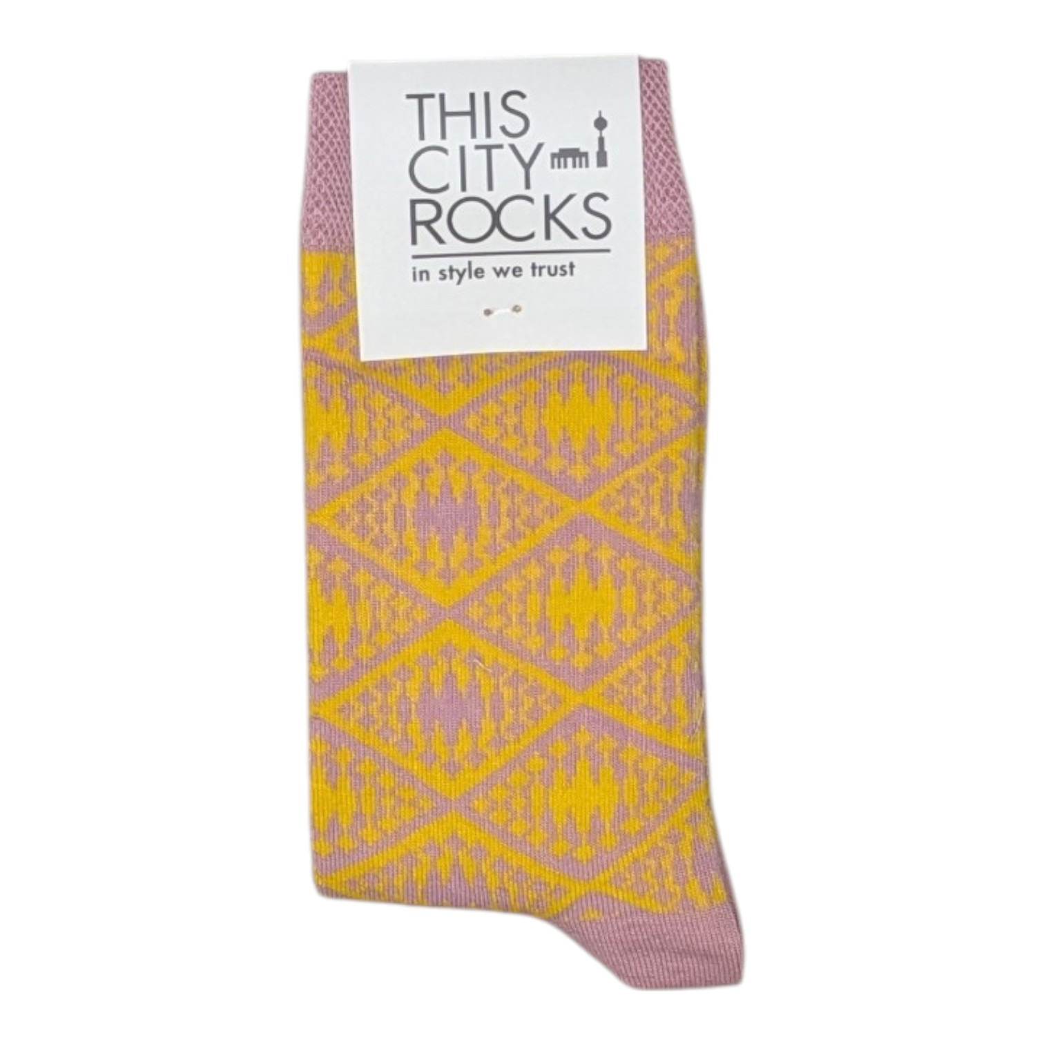 Berlin Design Socken Fernsehturm rose/gelb