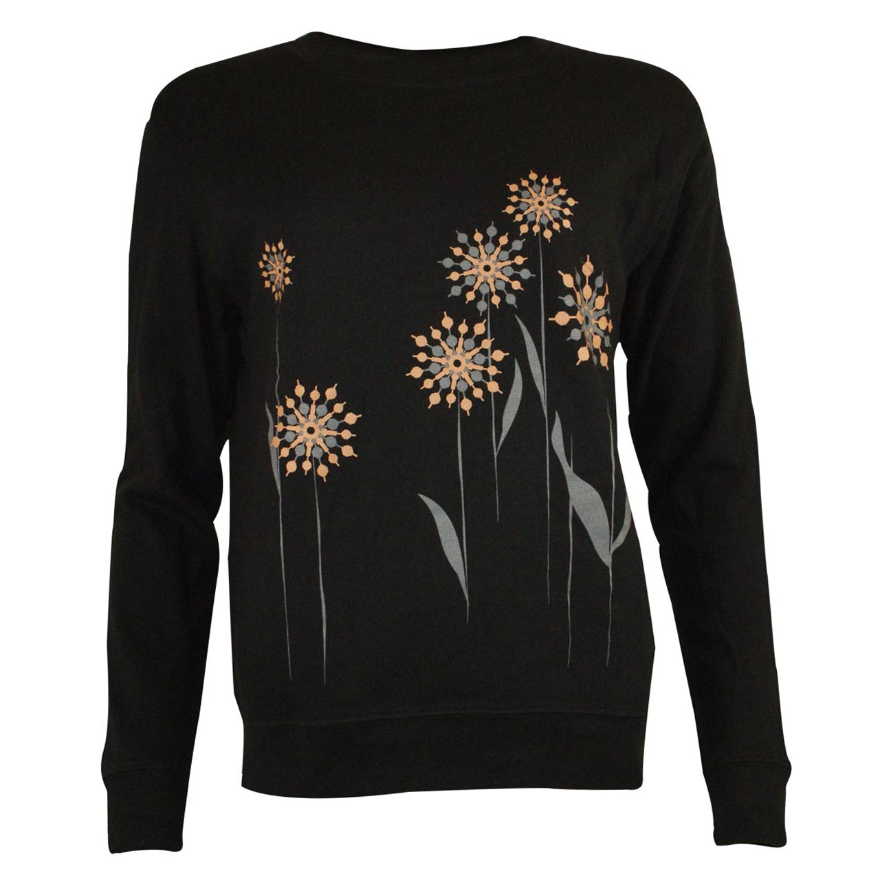 Sweatshirt Fernsehturm Blumen schwarz