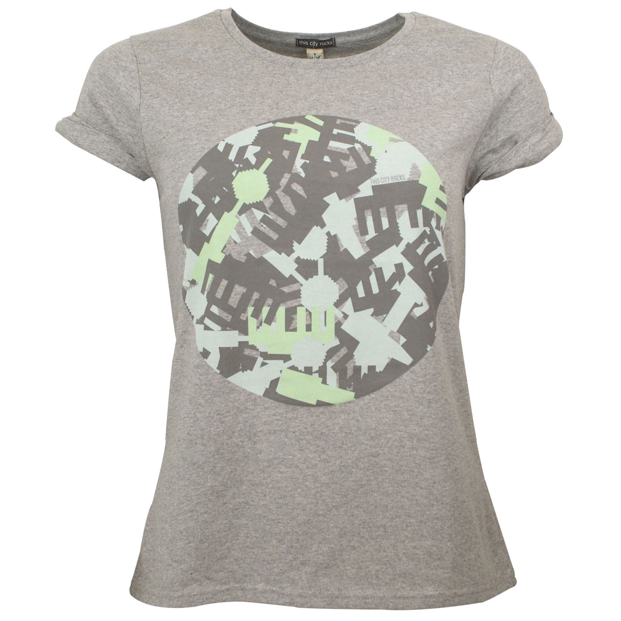 Berlin Design T-Shirt Camouflage grau/mint