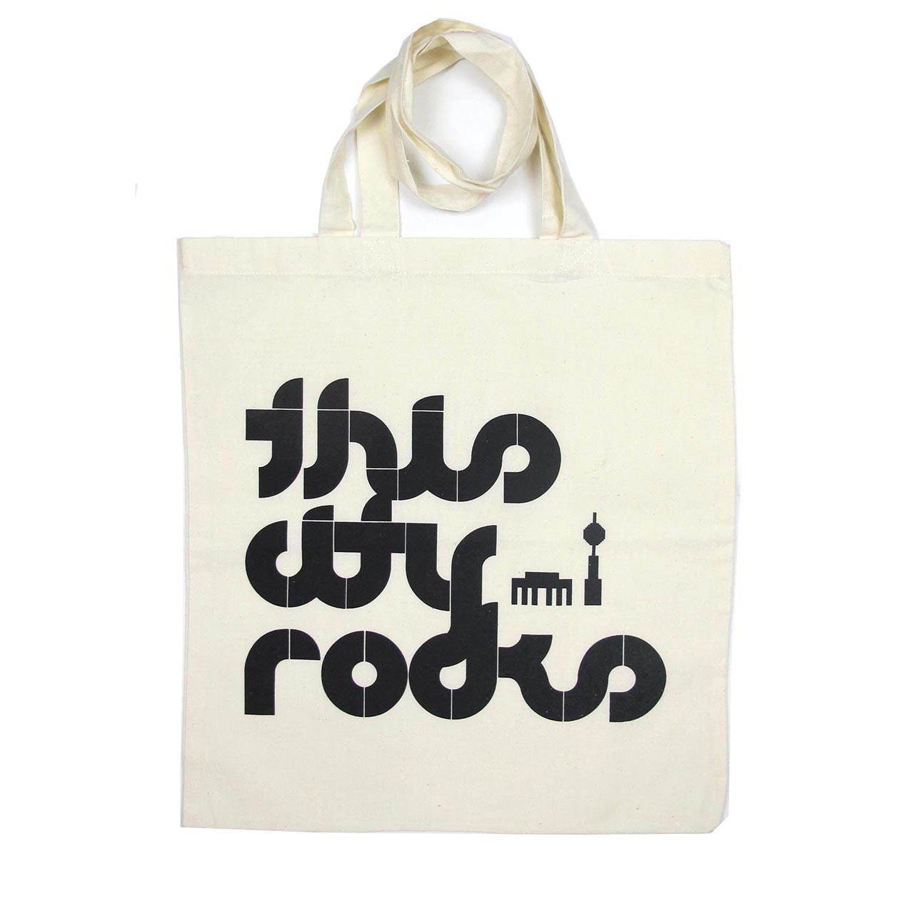 BW-Beutel / Tote Bag This City Rocks weiß/schwarz